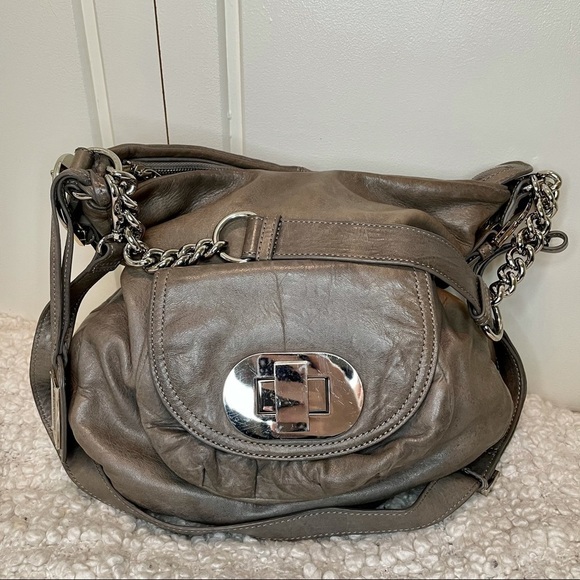 Badgley Mischka Grey Leather Convertible Crossbody - Picture 3 of 12